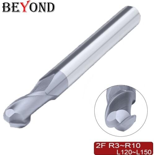 BEYOND Extended Ball Cutter L120 L150 Tungsten Steel End-mill 2Flutes HRC50 CNC Carbide Cutting Tools Milling