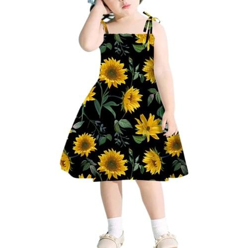 Tank Mother Daughter Dress Baby Kids Girls Sleeveless Suspended Flower Print Princess A Line Dress Kid Girls Toddlers Outfits