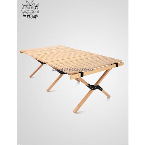 Outdoor Portable Folding Table Camping Omelette Table Self Driving Travel Solid Wood Picnic Household Small Table And Chair