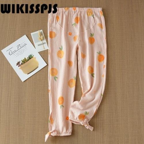 Spring and Autumn Cotton Gauze Pajamas Maternity Pajamas Loose Home Pants Large Size Plus Size Pants Womens Lounge Wear