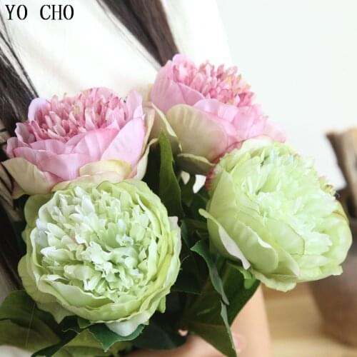 YO CHO 2pcs Artificial Flowers Real Touch Silk Simulation Flowers Dutch Peony For Home Garden Balcony Decoration Fake Flowers