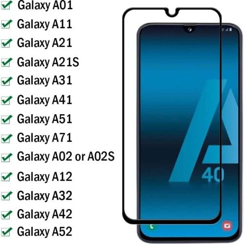 Full Cover Tempered Glass For Samsung Galaxy A01 A11 A21S A31 A41 A51 A71 A02 A12 A22 A32 A42 A52 A72 Screen Protector Glass