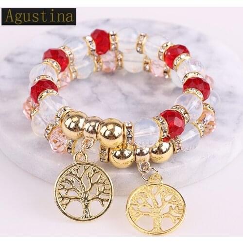 Natural stone bracelet Charm with Tree of life Bracelet For Women Pendant bead Crystal Bracelets & Bangles Brand Gold Bracelet