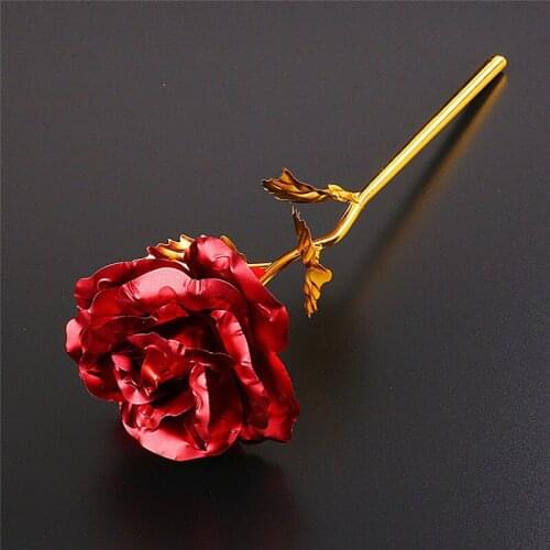 1 pc Gold-plated Long Stem Golden Dipped Rose Flower Romantic Valentines Day Lover Gift Home Ornament
