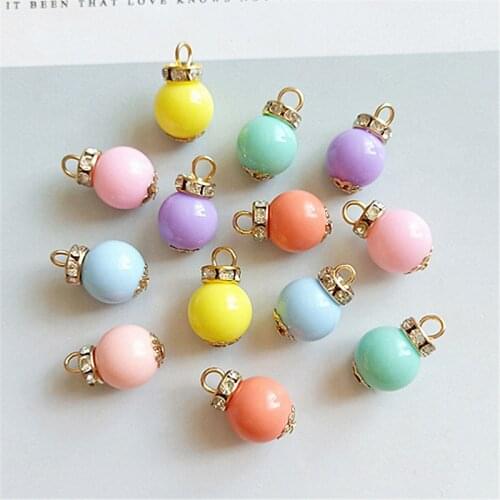 10 pcs/lot 19mm*12mm Colored Beads Diamond Pendant Alloy Buttons for DIY Handmade Hair Accessories Headdress Bracelet Clothing