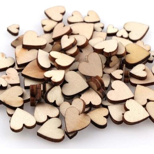 100Pcs Mixed Size Blank Wooden Heart Shape Cutout Wooden Craft Wood Art Wedding Decoration Home Decoration