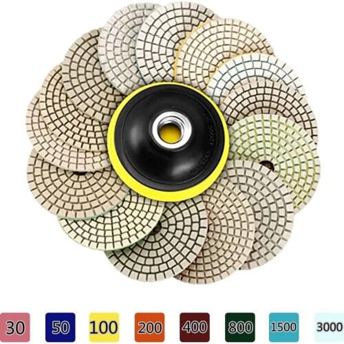 30#-3000# 8pcs Granite Marble Concrete Ceramic Wet Stone Diamond Polishing Pads 4/5/6/7Inch Restoration Work 100/125/150180mm