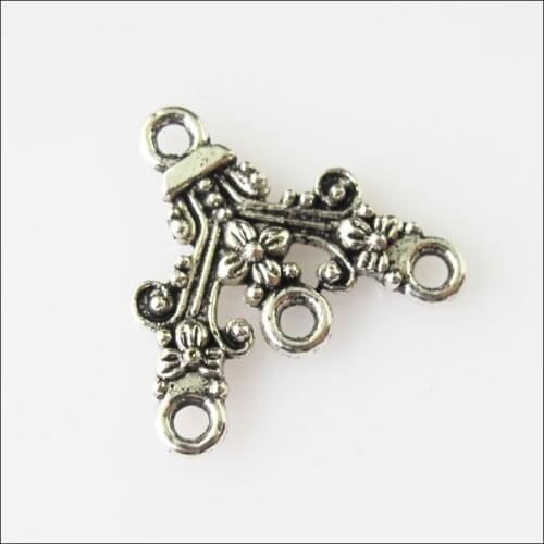 30Pcs Antiqued Silver Color Flower Charms Pendants Connectors 16.5x18mm