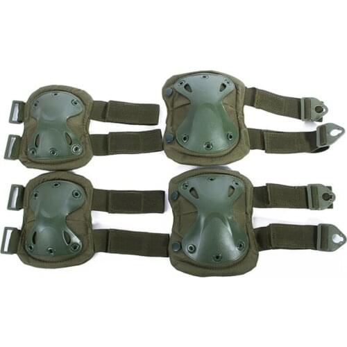 4 Colors Outdoor CS Field Equipment Tactical Knee Pads kneecaps Suit,A Pair of Knee Pads + A Pair of Elbow Protector