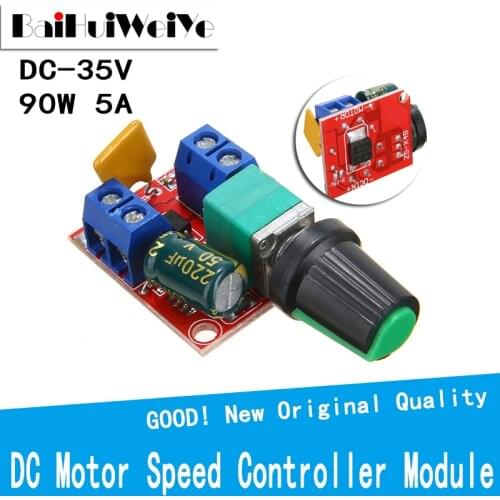 5A 90W PWM MINI DC Motor Speed Controller Module DC-DC 3.6V-35V Adjustable Speed Regulator Control Governor Switch 3.6V 12V 24V
