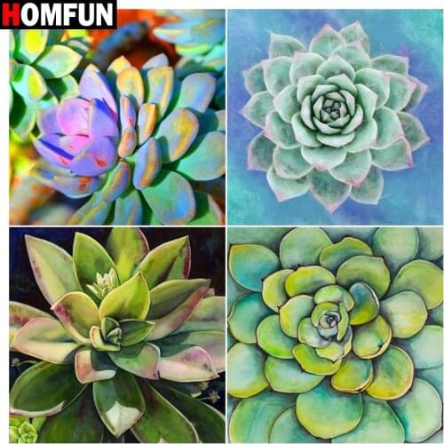 HOMFUN Full Square/Round Drill 5D DIY Diamond Painting ‘’succulent plants" 3D Embroidery Cross Stitch 5D Home Decor Gift