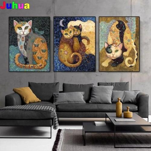 Famous Klimt cat Diy diamond painting full drill 5d cute animal diamond embroidery living room decor drop shipping