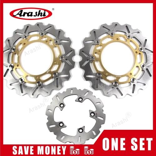 Arashi 1 Set For YAMAHA YZF R6 600 2003-2004 CNC Floating Front Rear Brake Disc Rotors Motorcycle R6 2003 2004 Discs Black Gold
