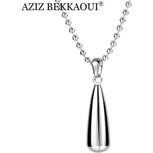 AZIZ BEKKAOUI Engrave Name Pendant Necklaces for Men Stainless Steel Perfume Bottle Fashion Logo Necklace Male Female Jewelry