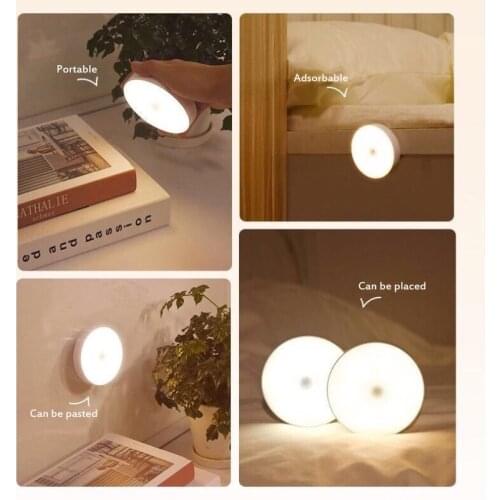 Wireless Night Light Lamp Human Body Sensor Module Smart Home LED Adsorption Type Indoor Wall-mounted night light