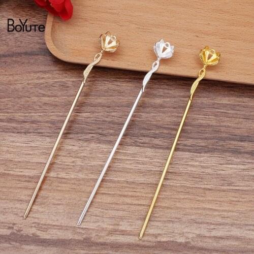 BoYuTe Wholesale (20 Pieces/Lot) Metal Alloy 16*43MM Flower Hair Stick Diy Hand Made Retro Hair Jewelry Accessories