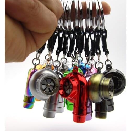 Real Whistle Sound Turbo Keychain Sleeve Bearing Spinning Turbine Turbocharger Key Chain Ring Keyfob Keyring