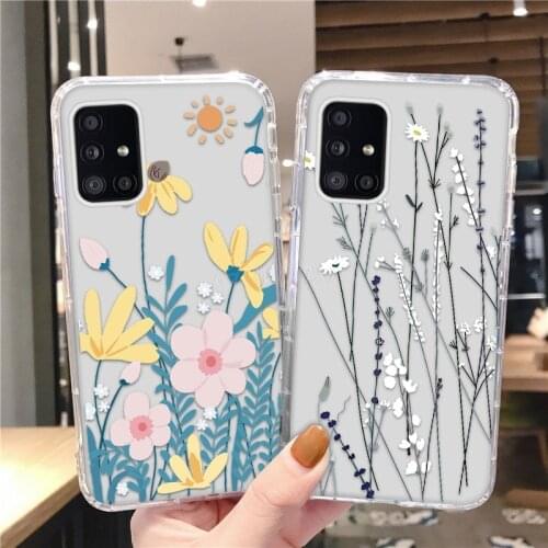 Flower Transparent Case For Samsung A22 A32 A42 A52 A72 A82 Phone Case Back Cover For Samsung A51 A71 A70 A40 A41 A21S A10 A02