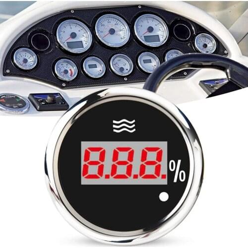 52mm Digital Water Level Gauge 0-190 Ohm 240-33 Ohm Universal Water Tank Level Meter Red Backlight with Alarm