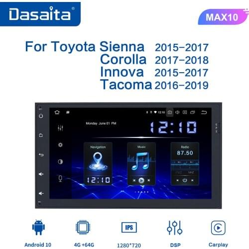Dasaita for Toyota Corolla Auris Fortuner innova Stereo 2015 - 2019 Car 2 Din Android Stereo Multimedia with 1280*720 GPS