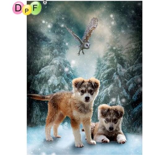 DPF 5D DIY full Square Diamond painting Cross stitch A dog with a hat 3D embroidery Mosaic Home decor gift wall painting crafts