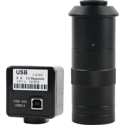 5.0MP USB Video Camera Electronic Digital Eyepiece Microscope Free Driver Measurement Software High Resolution+100X C-MOUNT Lens