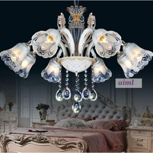 European LED crystal pendant simple modern lamps 1/2/6/8/10/12/15/18 Heads 220V