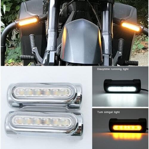 Chrome/Black Motorcycle Highway Bar Lights TURN SIGNAL LAMP White Amber LED for Crash Bars For Harley motorcycle Touring Bikes