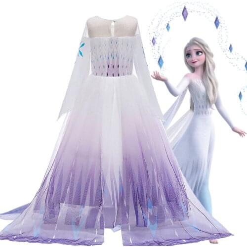 2021 Frozen2 Elsa Dress Kids Dresses for Girs Anna Costume Toddler Carnival Birthday Party Princess Dress for Girl Clothing