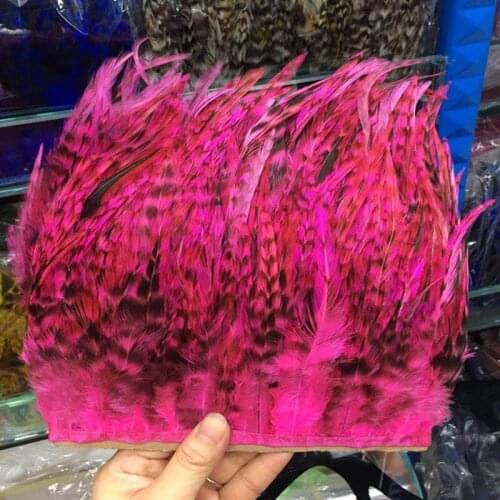 Hot 1 Yards Beautiful Peach rooster feathers 10-15 cm/4-6 inch DIY jewelry plume feather cloth belt dance decoration