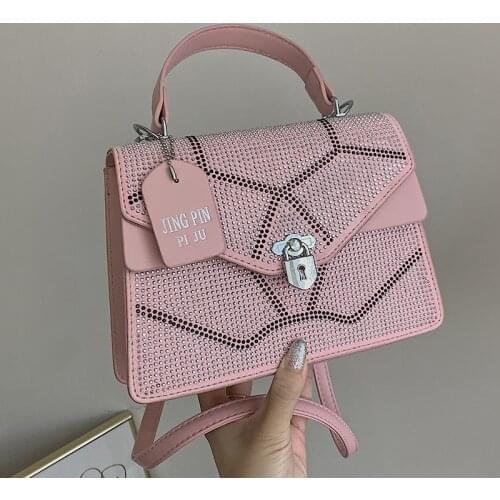 Shining Diamonds Small Women Crossbody Bags Casual Flap Tote Shoulder Bags Chic Designer Handbags Female Bright Rhinestone Purse
