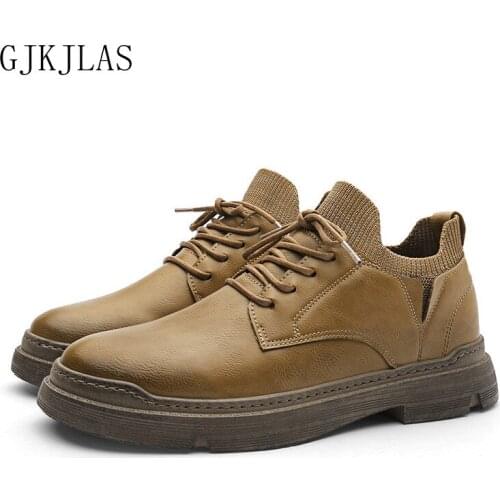 Leather Shoes Men Formal Dress Fashion Oxfords Spring Autumn Lace-up Outdoor Mens Walking Shoes Retro Classic Chunky Boots