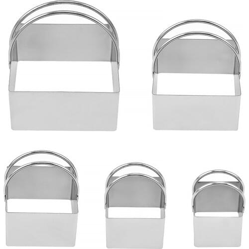 Biscuit Cutter Set 5 Pieces Square Cookies Cutter with Handle Stainless Steel Baking Dough Tools for Making Cookies Scones