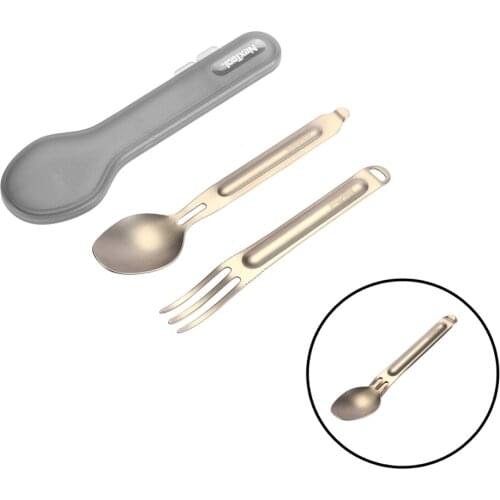 NexTool Titanium Assemblable and Separable Portable Camping Fork and Spoon Set, with Case