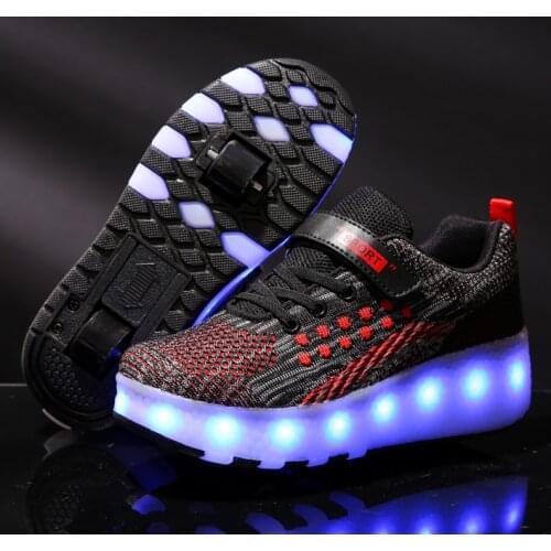 2020 New 28-43 USB Charging Children Sneakers With 2 Wheels Girls Boys Led Shoes Kids Sneakers With Wheels Roller Skate Shoes