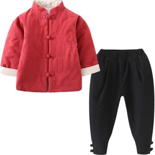 Autumn and winter warm national wind children clothing детская одежда thickening childrens clothing suit girls Boys Tang suit