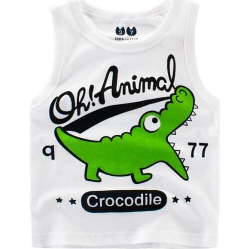 2-9Y Summer Kids Cotton Tees T Shirts Boys cartoon Vest Baby T-shirts for girls Sleeveless Tops Childrens Clothes Vests