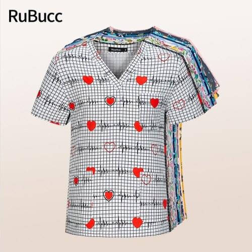 Printing Scrubs Tops Medical Surgical Women Scrubs Costume Wholesale Clothes Pet Club Work Uniforms Lab Beauty Salon Workwear