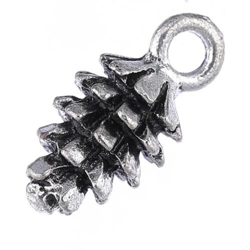 JUYA Top Quality 20pcs/lot 15x7mm Ancient Silver Plated Alloy Pine Cone Charms Pendant for Jewelry Making Supplies DIY Handmake