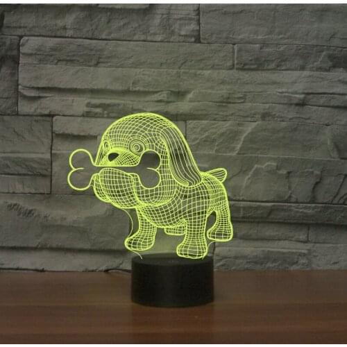 Lovely Puppy Dog 3D LED Night Light 7 Color Flashing Touch USB Sleep Lighting Bedroom Decoration Kids Birthday Gifts Drop Ship