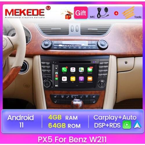 PX5 DSP RDS Android 11 4+64G Car DVD Multimedia Player for Mercedes Benz E-Class W211 W219 E200 E220 E300 GPS Navigation WIFI BT