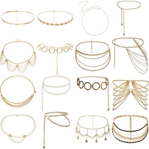 BLA Fashion Womens Chain Belt Waistband Wild Belt Chains Gold Silver Color Multilayer Long Chains Belts Party Dress Body Chain