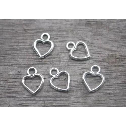 Vintage Silvers Hollow Love Heart Charms Pendants For Jewelry Making Findings Bracelets Handmade Accessories 11x8mm Gifts 20pcs