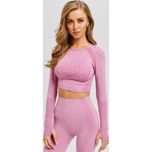 New Vital Seamless Yoga Crop Top Women Long Sleeve Fitness T-Shirt Slim Fit Running Sportswear With Thumb Holes Gym Shirt