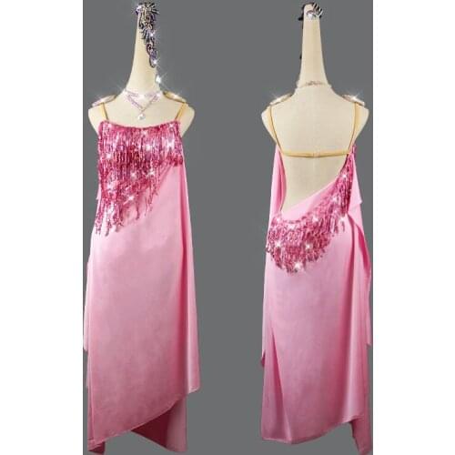Female Sequins Tassel Latin Dance Dress Sexy Backless Tango Cha Cha Competition Dancewear Rumba Performance Costume VDB3848