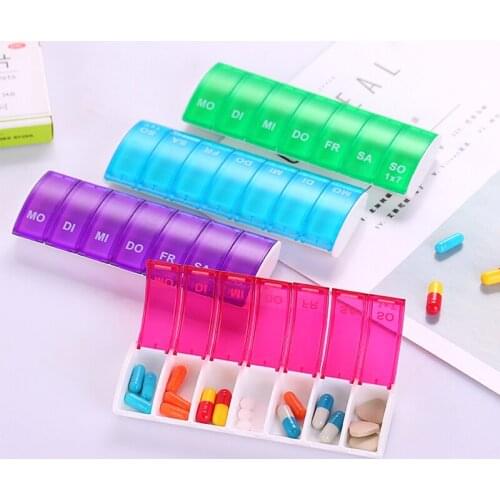 4 Colors 7 Days Weekly Pill Box Splitters Tablet Pill Medicine Box Holder Storage Organizer Container Case