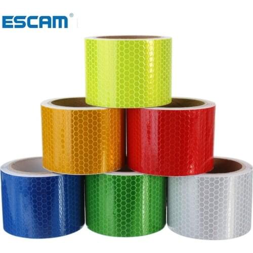 NEW 1pcs Waterproof Pure Color Reflect Light Safety Security Caution Reflective Tape Warning Tape Sticker Self Adhesive Tape