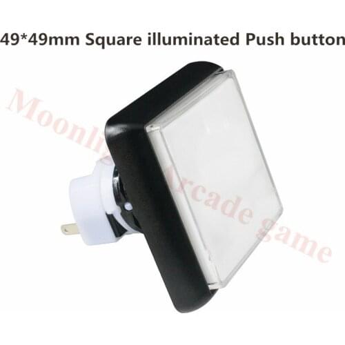 10Pcs/Lot 49*49mm LED momentary illuminated push button Square game machine push button for Arcade game machine push button