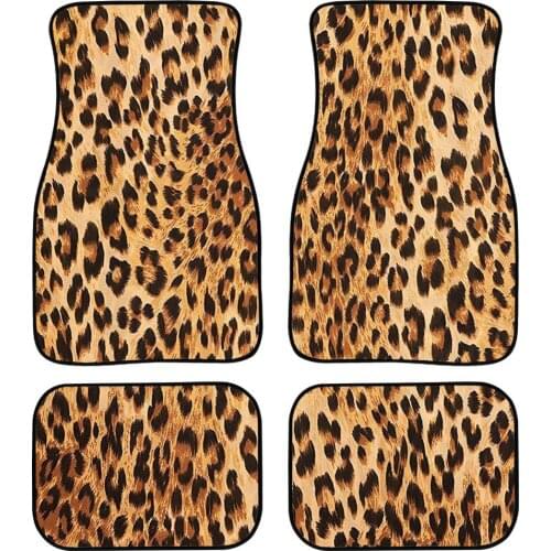 Upetstory Auto Floor Mats Front&Tear 4Pcs Animal Leopard/Purple Striped Print Anti Slip Carpet Mat Keep Your Car Pretty Clean