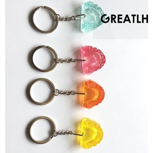 4PCS Dental Colorful Mandibul Teeth Model Keychain Dentist Gift Mobile Chain